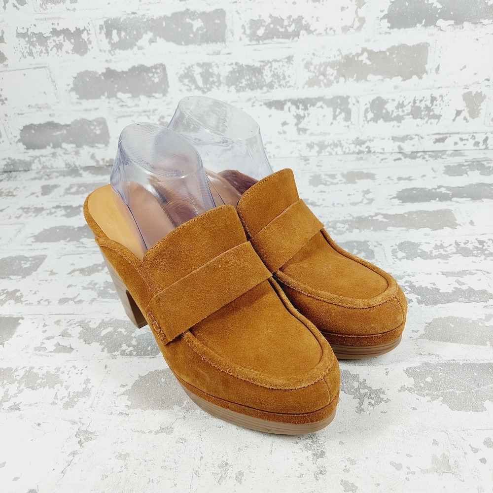 New Spendid Vina Suede Wood Heel Platform Clog E892 - Picture 4 of 14